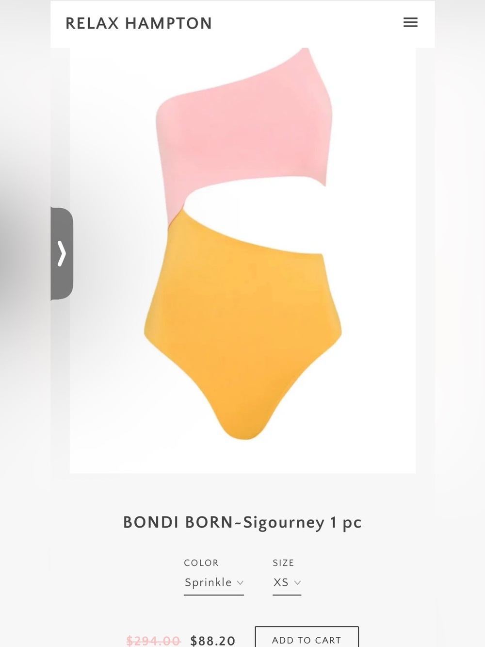 Worn Once! BONDI BORN Asymmetric Cutout One-Piece, Pale Pink & Yellow, sz. Small